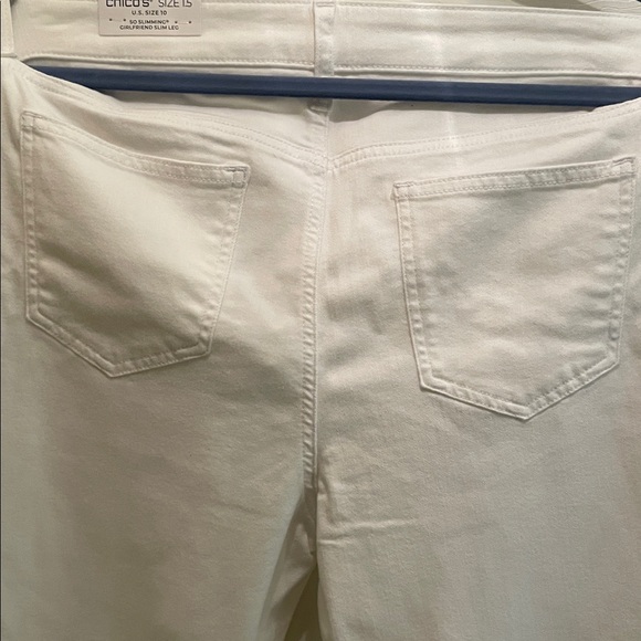 Chico's Cream Girlfriend Slim Leg Crop Pants - Picture 8 of 10